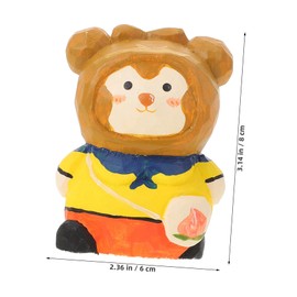 Tofficu Unique Monkey Figurine Wooden Decor Ornament for Monkey Decor Craft Home Dec