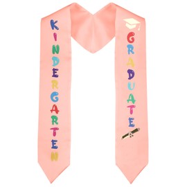 BOXOB Kindergarten Graduation Stole for Kids, Unisex Satin Preschool Graduation Sash for Grad Ceremonies Smooth & Reusable Keepsake Gift (White)