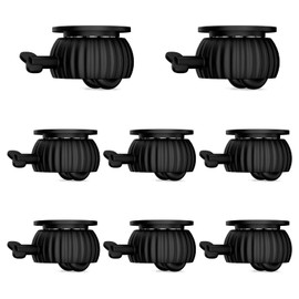 Self Adhesive Caster Wheels, 360° Swivel Stem Casters for Furniture, Mini Universal Wheel with Brake for Small Kitchen Appliances, Trash Can, Storage Box (Black, Black Caster, 8 PCS)