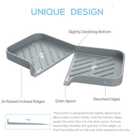 Kitchen Sink Tray,3 Pcs Silicone Sponge Holder for Kitchen Sink Organizer, Kitchen Soap Tray Self Draining Soap Dish for Bathroom