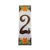 Hand-painted Italian-designed ceramic orange rose house numbers 10 x 3.3