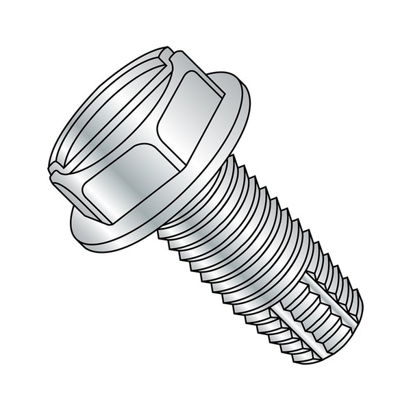 Small Parts 3712FSW Steel Thread Cutting Screw, Zinc Plated Finish, Hex Washer Head, Slotted Drive, Type F, 3/8"-16 Thread Size, 3/4" Length (Pack of 10)