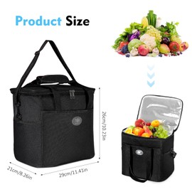 Cool Bag Small Foldable 16 L, Portable Cooler Bag, Insulated Lunch Bag, Thermal Bag for Food, Warming Bag, for Food, School, Work, Beach, Travel, Picnic