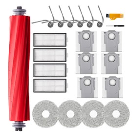 Homruich 21-Stück Zubehör Set für Roborock QV 35A, QV 35S, QR 798, QR 598 Staubsauger Ersatzteil, 1 Hauptbürste,4 Wischtücher, 4 Filter, 6 Staubbeutel,6 Seitenbürsten. für Roborock QV Accessories