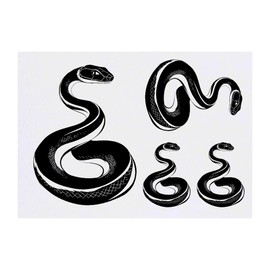 4 x 'Snake Sitting' Temporary Tattoos - Water Resistant, Skin-Safe, Non-Toxic Transfers, Mixed Sizes (TO00079108)