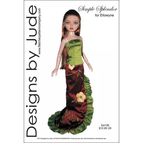 Designs byJude Simple Splendor Doll Clothes Sewing Pattern for Ellowyne