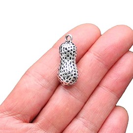 Bohemian Findings 4 Huge Peanut Charms Antique Silver Tone 3D - SC2251