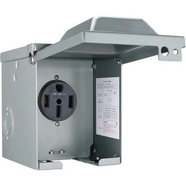 50 Amp 125/250 Volt RV Power Outlet Box, Enclosed Lockable Weatherproof NEMA 14-50R Outdoor Electrical Receptacle Panel, 50 Amp RV Receptacle for Camper Trailer Motorhome Electric Car Generator