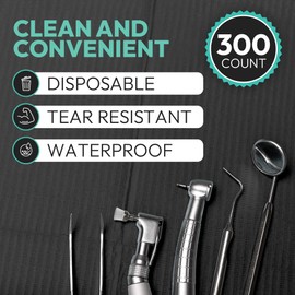 Reli. Black Dental Bibs (300 Pack) | 13"x18" Dental Bibs Disposable for Patients, Dentists | 3-Ply Waterproof, Disposable Sheets for Medical Tray Cover, Nail Mat, Tattoo Shop