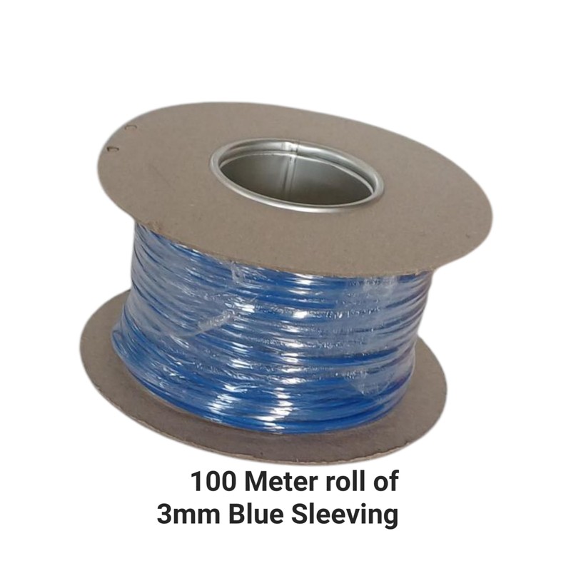 3mm Blue Cable Sleeving, 100 Metre Roll