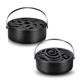 Bymivofun 2 Pcs Mosquito Coil Holder, Stainless Steel Bull Holder Incense Holder with Lid for Home, Garden, Camping, Fishing, Outdoor Travel