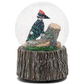 Elanze Designs Pileated Woodpecker 100 MM Tabletop Musical Glitter Snow Globe Figurine Play Tune Born Free