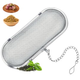 Stainless Steel Spice Strainer & Tea Strainer - Spice Strainer for Cooking, Herb Strainer with Chain, Spice Filter for Cooking & Tea, Reusable Spice Bag, Spice Ball for Herbs & Spices
