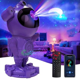Astronaut Design Star Projector Lights, Galaxy-Projector Light with BT Speaker, 360° Adjustable Star Galaxy-Projector Light, Gift Choice - Specification: 1count, Color: White