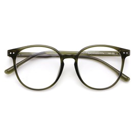 FEISEDY B1207 Blue Light Cut Glasses, Date Glasses, Large Size, Frame, Smart Glasses, Round Glasses, UV Protection, Round Glasses, Boston-Shaped, Small Face Effect, 0.5 oz (13 g), Lightweight,