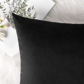 ANRODUO Pack of 2 Velvet Throw Pillow Covers Cushion Case Soft Decorative Solid Square Cozy Modern Home Decorations Pillowcase for Sofa Couch Bed Chair 18 x 18 Inch 45 x 45 cm Black
