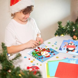 MONCAP Pack of 12 Christmas Craft Set Children Christmas Crafts Foam Rubber Creative Sets with Snowman Gingerbread Man Christmas Decoration Paper Craft Set for Boys Girls Christmas Winter Party Gift