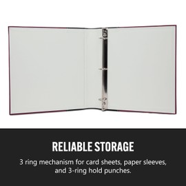 3 Ring Binder 1 Inch Rings, Burgundy - Faux Leather Presentation Binder for Business, Resumes, File Storage - 1 Inch Binder Stores up to 225 Sheets