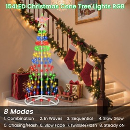 Solar Powered Christmas Tree Outdoor Christmas Decorations, 5FT RGB Solar Xmas Tree Lights with Remote & Timer, Waterproof Solar Christmas Lights for Front Porch Yard Garden Holiday Decor