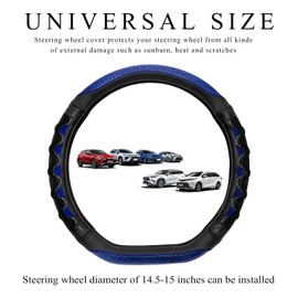 SHMZK Car Steering Wheel Cover, 15 Inch Anti-Slip Steering Wheel Cover Protector with 3D Honeycomb Design, Universal Steering Wheel Covers for Cars Truck SUV, Car Accessories (Blue)