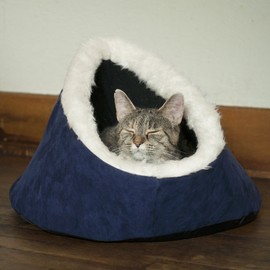 PETMAKER Feline Cat Comfort Cavern Pet Bed, Blue