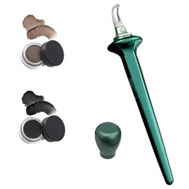 1 Set Silicone Eyeliner Brush, Eyeliner Guide Tools, Reusable Eye Liner Kit with Black and Brown Eyeliner Cream, Easy No-Skip Eyeliner Gel for makeup Novices(Black) Cosmetic Handle Smooth eyeliner brown eyes:_Green Pen+black Cream+brown Cream