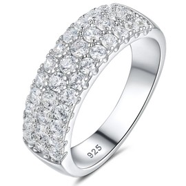 SHELOVES Moissanite Wedding Bands For Women D Color VVS1 Clarity Wide Eternity Ring 925 Sterling Silver Sz 5-10, Gemstone, Moissanite