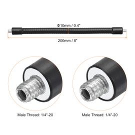 PATIKIL 8" Gooseneck, 1/4"-20 Male to Male Thread Metal Universal Hose Flexible Arm Gooseneck Tube Extension Holder for Action Camera, Phone, Microphone, Black