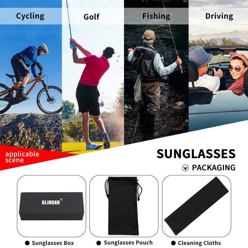 GLINDAR Polarized Recycled Sunglasses Oversized Fashion Square Flat Top Shield