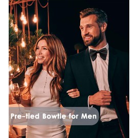 Luckyvestir Oversized Bow Ties for Men, Pre Tied Men's Bowtie for Wedding, Tuxedo, Banquets, Formal Wear (black)