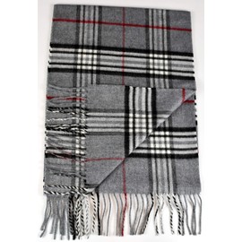 100% Climaxsoft® Men's Scarf, Soft Like Cashmere, Made in Germany, Plain & Plaid, 180 x 30 cm - 3- Grau Karo