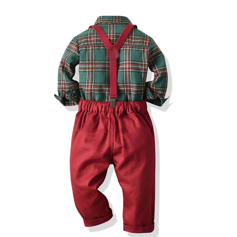 QURYPOMO Boys Christmas Suit Toddler Gentleman Outfits Long Sleeve Bow