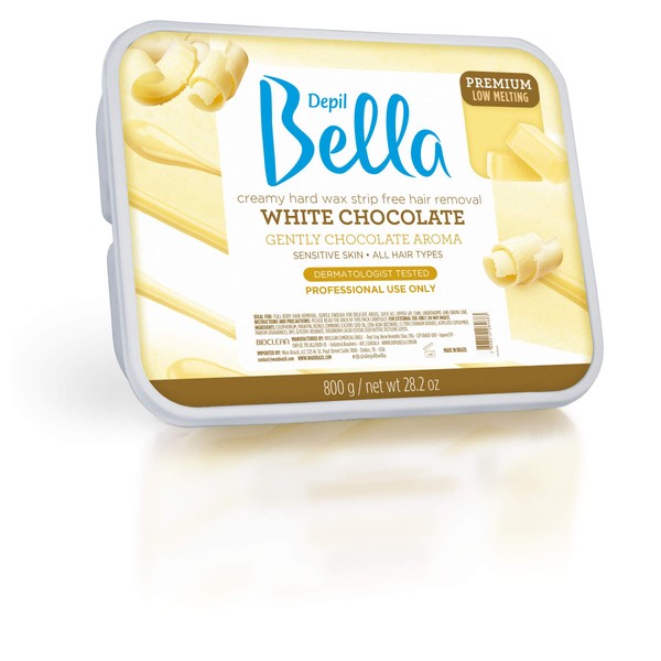 Depil Bella White Chocolate Hair Removal Wax | 28.2oz | High Performance Hard Wax for Sensitive Skin | Elastic and Creamy Texture | Full Body Wax for All Hair and Skin Types