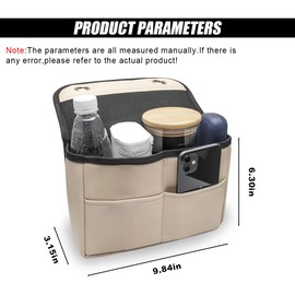 Car Back Seat Organizer, Waterproof PU Leather Car Hanging Storage Bag, Multipurpose Front & Backseat Car Seat Storage Organizer, Universal Interior Car Accessories for Most Vehicles (Beige)