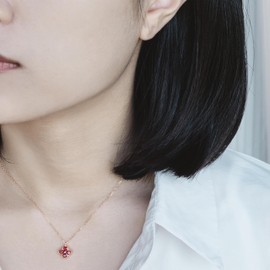 FH.bird Garnet Necklace, Women's, Earrings Set, Four-Leaf Clover, 12-Month Birthstone "A Lucky Charm" Citrine, Hypoallergenic, 925 Silver Necklace, Rust-Resistant, January Birthstone, Popular for