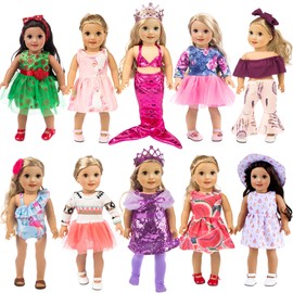 ebuddy 10 Set 18 Inch Doll Clothes and Accessories-Fashion Doll Clothes Fit for 18 inch Girl Doll,Most 18 Inch Dolls(No Doll)