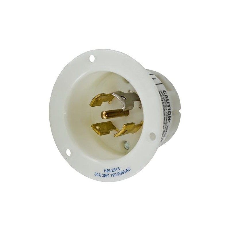 Locking Devices, Twist-Lock, Industrial, Flanged Inlet, 30A 3-Phase Wye 120/208V