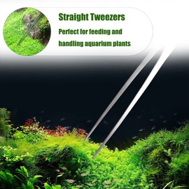 Utoolmart Aquarium Plant Tweezer, Stainless Steel Curved Tweezer, Aquarium Tweezers Extra Long 48cm, for Fish Tank Plant Aquascape Tools, Feeding Tongs, 2 Pcs