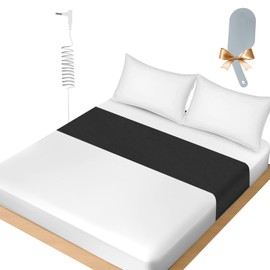 F FINEC Universal Grounding Sheet, 10% Silver Fiber 90% Organic Cotton Grounding Mat for Bed Connect Earth, Grounding Bed Sheets for Better Sleep, with Bed Sheet Tucker, 104.3"x23.6", Black