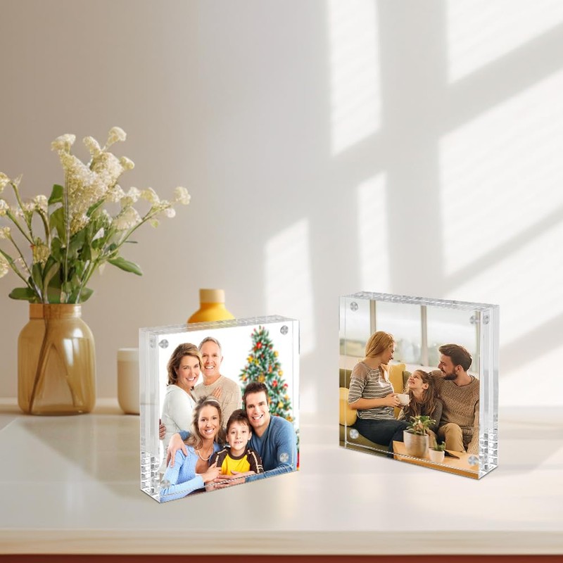 Airsnigi 3x3 Acrylic Picture Frames 4 Pack, Square Clear Photo