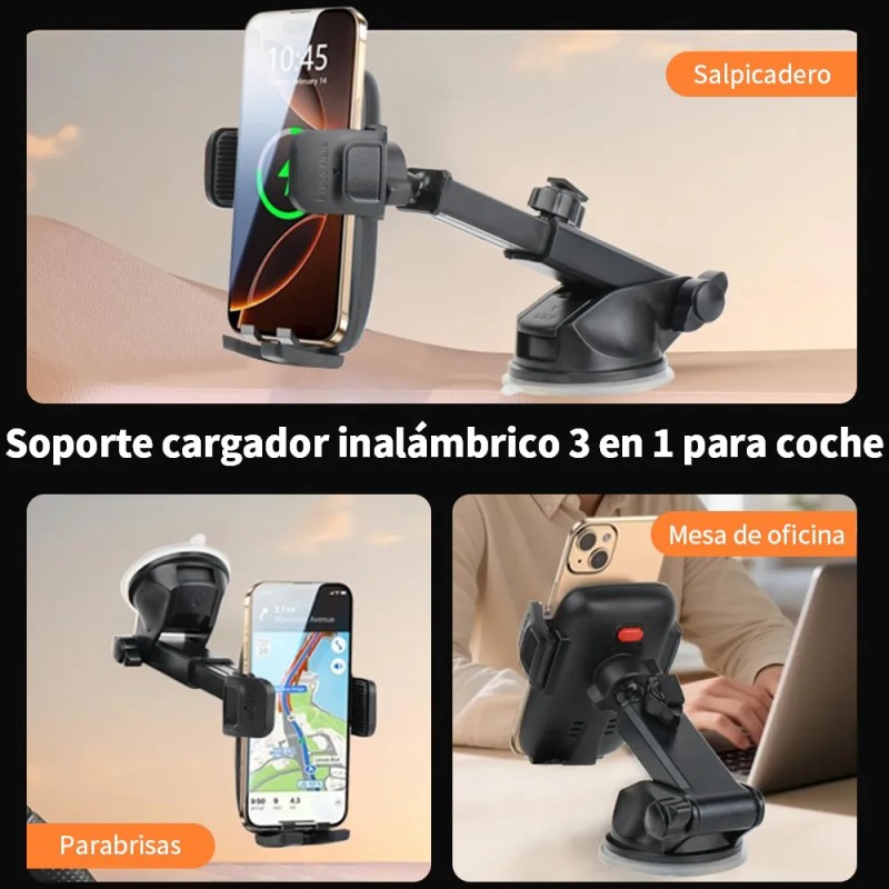 Soporte De Celular Auto Con Carga Rápida Inalámbrica