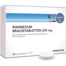 Medicom - Magnesium Effervescent Tablets 200 mg, Vitality for Muscles and Nerves, Vegan Dietary Supplement, Reduces Fatigue - 60 Effervescent Tablets