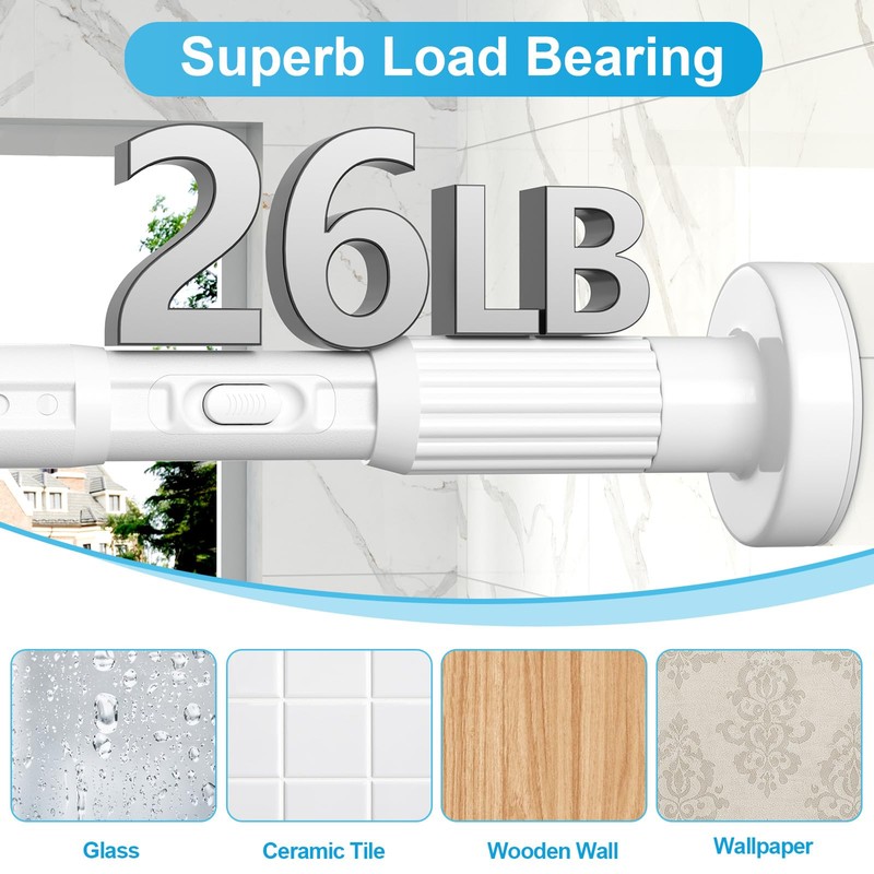 QINGYUN Extra Long No-Drill Tension Curtain Rod 40-166 Inches (4-14Ft),