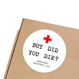 Hangover Recovery Kit Stickers - "But Did You Die?" Funny Hangover Remedies - Pack of 120 Stickers