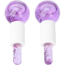 Ice Globes for Face - 2PCS Unbreakable Ice Roller for Face & Eyes, Skin Tightening & Anti-Aging–Perfect Ice Globes for Reduction of Puffiness & Wrinkles of Face, Neck & Eyes, Glitter Purple