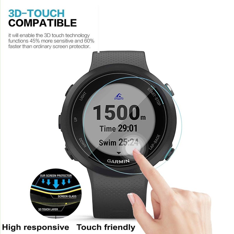 AKWOX [4-Pack] Tempered Glass Screen Protector for Garmin Swim 2