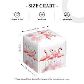 Square Tissue Boxes 5.2"x5.2"x5.2", Pink Flamingos Watercolor Tissue Holder Decor for Bathroom/Vanity Countertop/Home/Car/Office