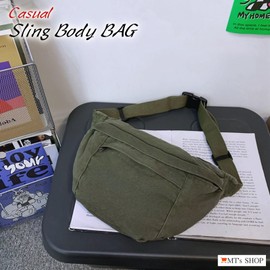 MT's Shop SH385 Body Bag, Sling Bag, One Shoulder Messenger Canvas, Lightweight, Foldable, Tablet Storage, Crossbody, green