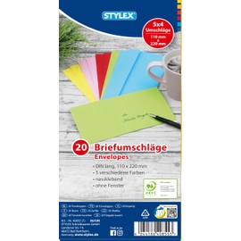 60 (3 x Pack of 20) Coloured Envelopes DIN Long Envelope