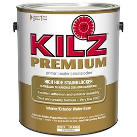 KILZ Premium High-Hide Stain Blocking Interior/Exterior Latex Primer/Sealer, White, 1-gallon